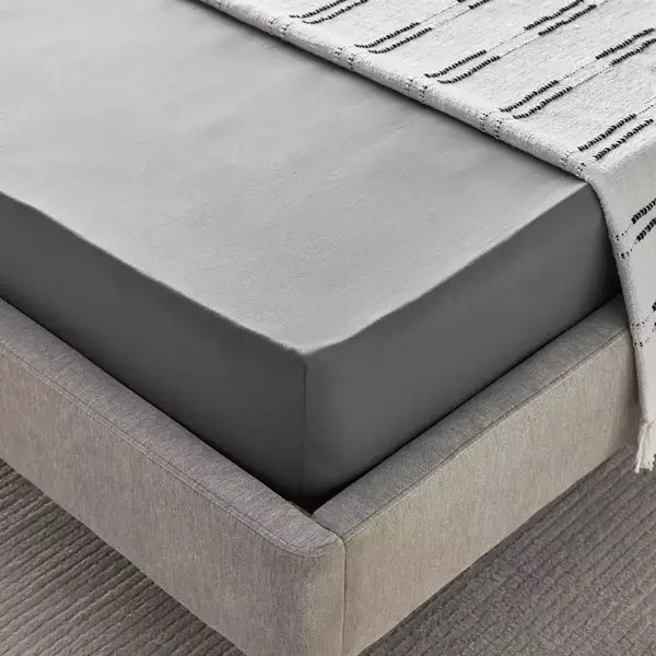 Max fashion Essential Cotton Twin Fitted Sheet - 120x200+36 cm gray
