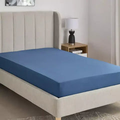 Max fashion Essential Cotton Twin Fitted Sheet - 120x200+36 cm blue