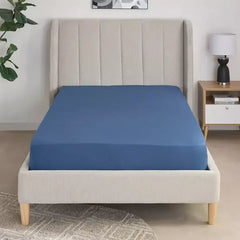 Max fashion Essential Cotton Twin Fitted Sheet - 120x200+36 cm blue