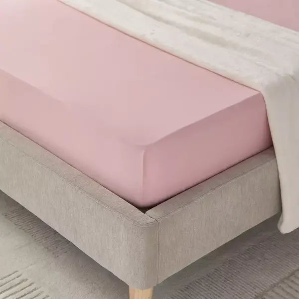 Max fashion Essential Cotton Twin Fitted Sheet - 120x200+36 cm pink
