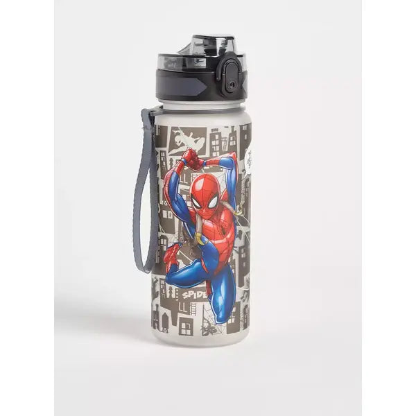 Spider-Man Print Water Bottle gray – Discount Store