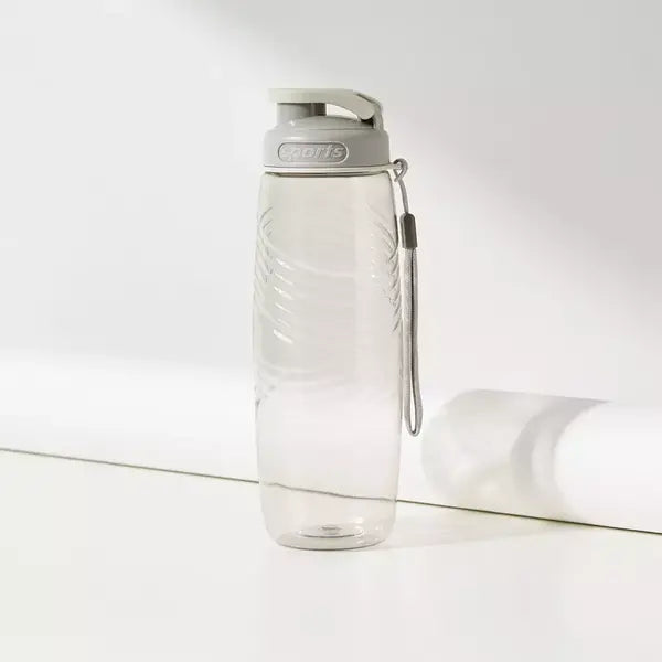 Textured Water Bottle with Spout Lid and Wristlet Strap - 700 ml gray