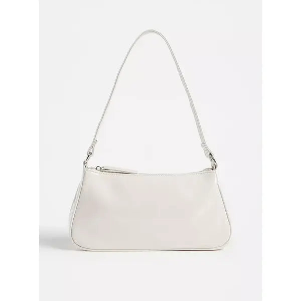 MAX FASHION Solid Shoulder Bag with Zip Closure-cream