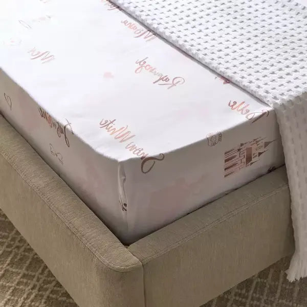 Max fashion Princess Names Twin Fitted Sheet - 120x200+25 cm pink
