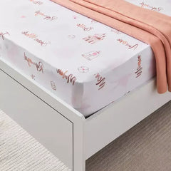 Max fashion Princess Names Single Fitted Sheet - 90x200+25 cm pink