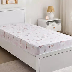 Max fashion Princess Names Single Fitted Sheet - 90x200+25 cm pink