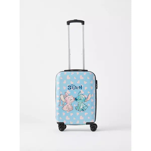 Max fashion Stitch and Angel Print Hardcase Trolley Bag with Retractable Handle blue