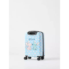 Max fashion Stitch and Angel Print Hardcase Trolley Bag with Retractable Handle blue