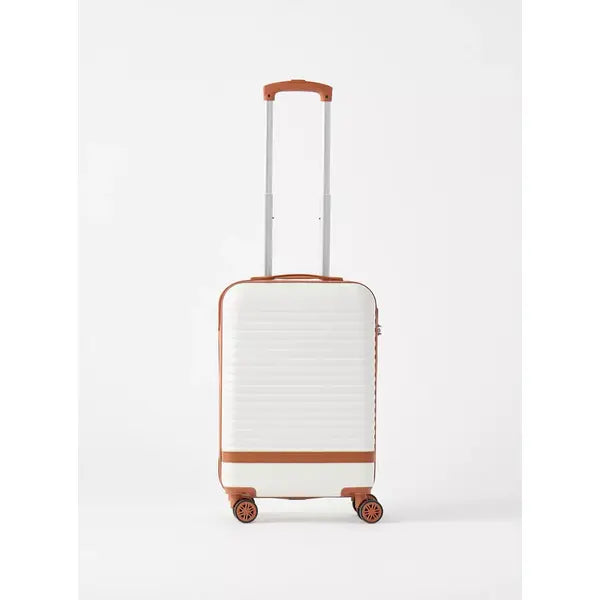 Max fashion Textured Hardcase Trolley Bag with Retractable Handle cream