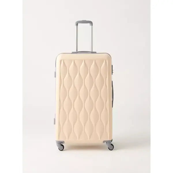 Max fashion Textured 4-Wheel Hardcase Trolley Bag with Retractable Handle cream