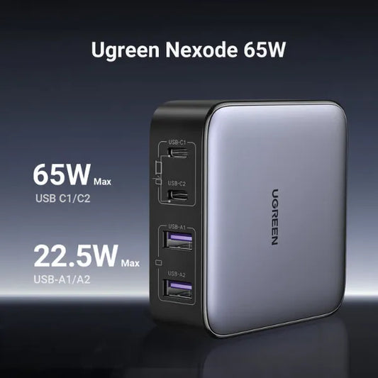 UGREEN Nexode 65W GaN 4-Port USB-C Charging Station – 2 USB-C & 2 USB-A Ports for MacBook, iPhone, iPad, Galaxy, Pixel & More