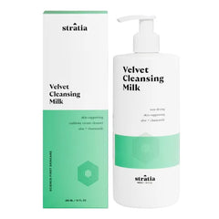Stratia Velvet Cleansing Milk - Gentle Cream Face Cleanser, Moisturizing & Non-Foaming with Chamomile, Olive Oil & Aloe Vera