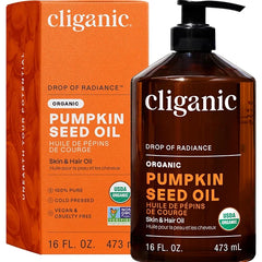 Cliganic Organic Pumpkin Seed Oil, 100% Pure - For Face & Hair | Natural Cold Pressed Unrefined