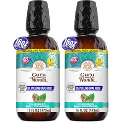 GuruNanda CocoMint Oil Pulling Mouthwash for Complete Oral Hygiene, 7 Essential Oils & Vitamins for Happy Teeth & Gums & Fresh Breath, Alcohol-Free