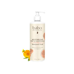 Babo Botanicals Moisturizing Oat & Calendula 2-in-1 Shampoo & Wash – Gentle Cleansing for Dry or Sensitive Skin – Safe for Baby, Toddler, Kids & Family – Lightly Scented – Vegan