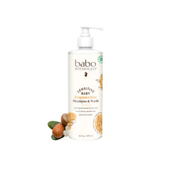 Babo Botanicals Sensitive Baby Fragrance-Free 2-in-1 Shampoo & Wash - Shea Butter, Calendula & Aloe Vera - Cruelty-Free - Vegan - Pediatrician Tested - For Babies & Kids