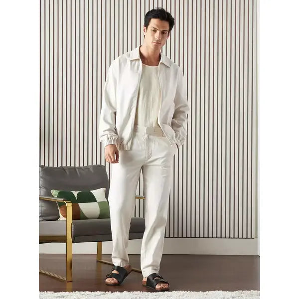 Linen Bomber Jacket - Cream