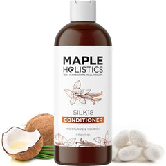 Maple Holistics Silk Protein Conditioner for Damaged Hair - Ultra Moisturizing Conditioner for Dry Hair with Deeply Nourishing Shea Butter Argan Oil Green Tea & Aloe - Helps Define Curls & Control Frizz