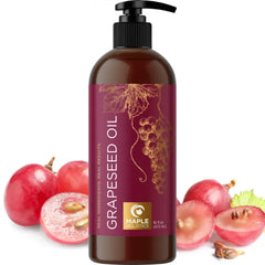 Maple Holistics Pure Grapeseed Oil for Skin Care - Cold Pressed Grape Seed Oil Liquid for Skin with Moisturizing Carrier Oil for Essential Oils Mixing - Natural Vitamin E Anti Aging Body Oil for Dry Skin and Hair
