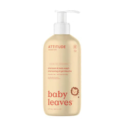ATTITUDE 2-in-1 Shampoo and Body Wash for Baby, EWG Verified, Dermatologically Tested, Vegan, Pear Nectar - 16 Fl Oz
