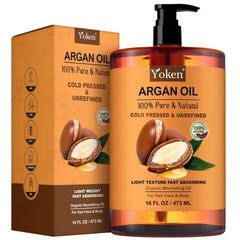 Yoken Organic Argan Oil for Hair, USDA Pure and Natural Morocco Argan Oil, Argon Oil For Hair, Scalp, Face & Skin Care, 100% Cold Pressed Hair Conditioner, Unrefined Argon Nails Carrier Oil
