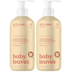 ATTITUDE 2-in-1 Shampoo and Body Wash for Baby, EWG Verified, Dermatologically Tested, Vegan, Pear Nectar - 16 Fl Oz