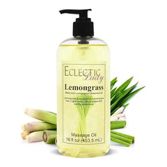 Eclectic Lady All Natural Lemongrass Massage Oil Eclectic Lady 100% Natural Ingredients with Sweet Almond & Jojoba Oil, Relaxing Scent for Men & Women