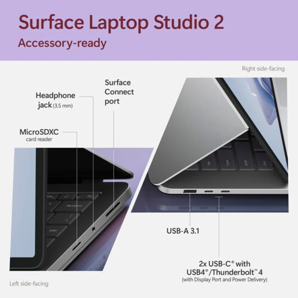 Microsoft 14.4" Touchscreen Surface Laptop Studio 2 (13th Gen) (Intel Core i7, 16GB Ram – 512GB SSD) (ZRG-00001) Platinum