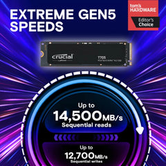 Crucial T705 PCIe Gen5 NVMe M.2 2TB Internal SSD (CT2000T705SSD3)