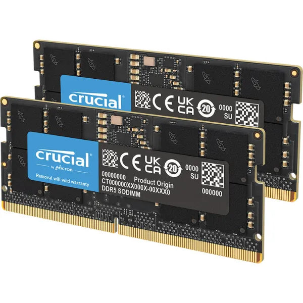 Crucial 64GB DDR5 RAM 5600MHZ SODIMM Laptop Memory Kit (2X32GB) (CT2K32G56C46S5) - Black