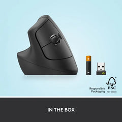 Logitech Lift Vertical Left Handed Ergonomic Wireless Mouse (910-006467) - Graphite