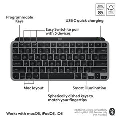 Logitech MX Keys Mini Wireless Keyboard for Mac (920-012644) - Space Gray