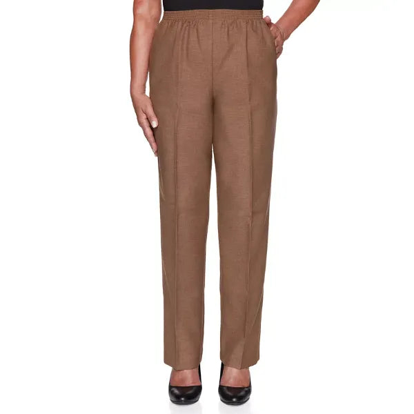 Alfred Dunner Petite Short Classic Textured Solid Pull-On Pants, Taupe