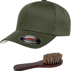 Flexfit Wooly Combed Men's Athletic Stretch Fitted Baseball Cap Bundle with THP Hat & Clothing Brush