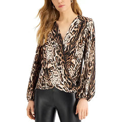 Women's Printed Surplice Top, Created for Macy's-Ocelot Charm