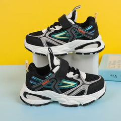 PATPAT Kids Girl/Boy Sporty Solid Casual Fabric Stitching Velcro Shoes Black