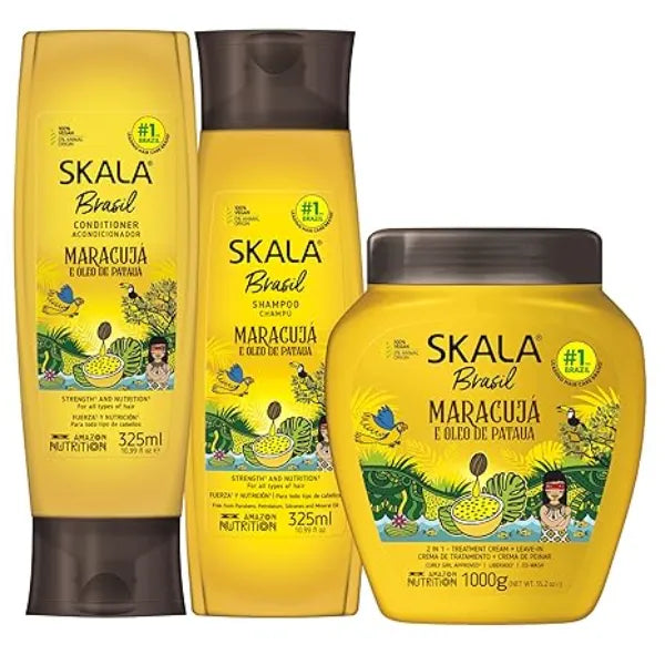 SKALA Maracujá Hair Care Kit Treatment Cream + Shampoo + Conditioner (3 pcs) Hydrating & Softening Formula for Smooth, Manageable Hair with Fruity Freshness