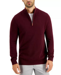 Men's Quarter-Zip Textured Cotton Sweater, Created for Macy's