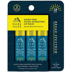 Oars + Alps Shine-Free Ultra-Hydrating Lip Balm SPF 18, 3-Packs.