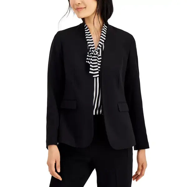 Women's Collarless Open-Front Blazer, Created for Macy's-black