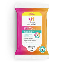 vH Essentials Feminine Cleansing Wipes, pH Balanced, 32 Wipes pH balanced wipes with tea tree, aloe & witch hazel block odor for vaginal & perianal care. Alcohol & fragrance free.