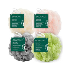 EcoTools EcoPouf Bath Sponge Set – Soft Recycled Netting Shower Poufs for Gentle Exfoliation & Rich Lather
