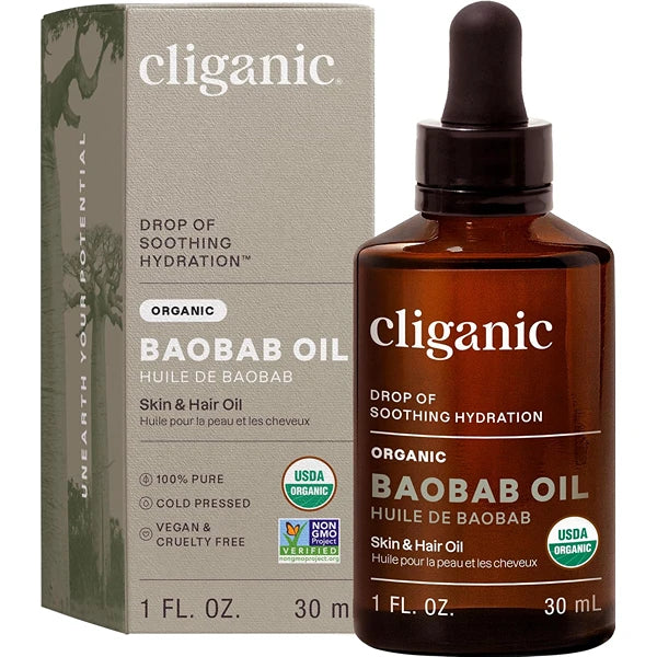 Cliganic Organic Baobab Oil – 100% Pure & Natural, Cold Pressed Unrefined – Deep Moisturizing Oil for Face, Hair & Skin (Packaging May Vary)