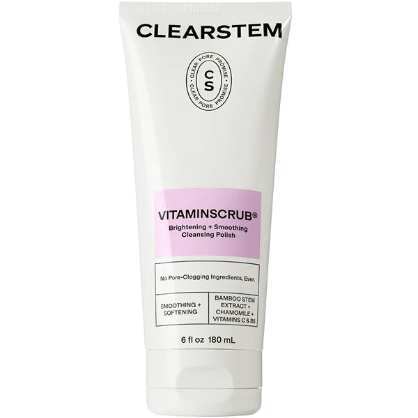 CLEARSTEM VITAMINSCRUB – Antioxidant Exfoliating Face & Body Scrub Cleanser with Vitamin C, Hemp & Bamboo | Acne-Safe, Gluten-Free, Cruelty-Free | Brightening & Smoothing Skin Care – 6 fl oz