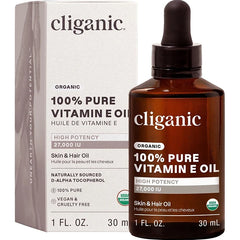 Cliganic Organic Vitamin E Oil for Skin, Hair & Face – 27,000 IU & 46,000 IU – 100% Pure Natural D-Alpha Tocopherol, Non-GMO
