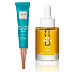 Onsen Secret Nail Reboot Duo – Damaged Nail Treatment Set with Cuticle Repair Cream & Nail Reboot Oil | Natural Nail Care for Strong, Healthy, Perfect Nails (15ml + 10ml / 30ml + 30ml)