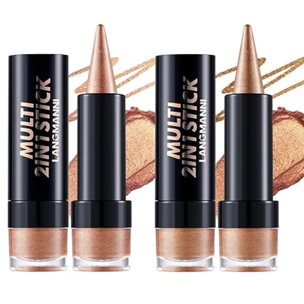 LANGMANNI 4Pcs Pointed Eyeshadow Stick,Dual End Design with Creamy Gel,Long Lasting Multi Use Colorful Eyeliner Pencils,Perfect for Girls Daily Eye Makeup