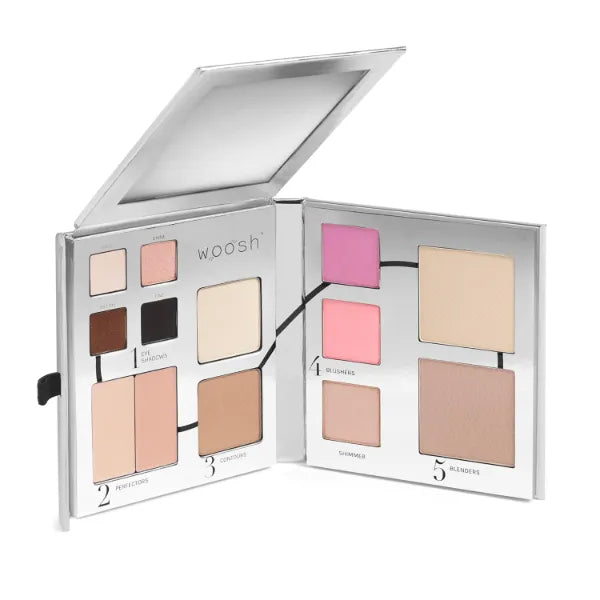 Woosh Beauty, Fold out Face Original Makeup Palette, Travel, All in One, Neutral Cream & Powder