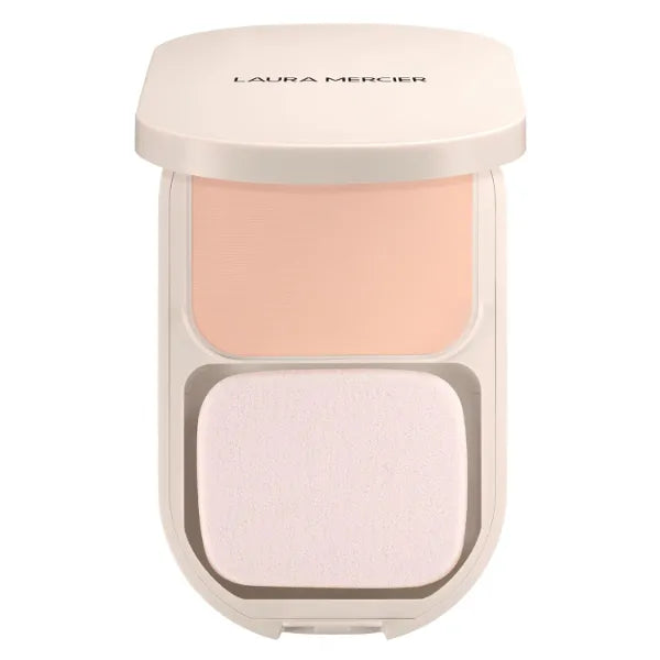 Laura Mercier Real Flawless Feather Matte Powder Foundation, Sheer to Medium Coverage, 16 HR Fade-Proof Wear, Hydration & Shine Control, Weightless Face Powder Compact, Hyaluronic Acid Infused