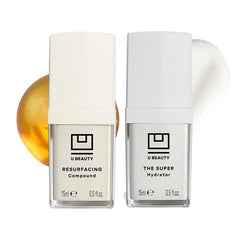 The U Beauty Duo - Resurfacing Compound & SUPER Hydrator Set - Vitamin C & E, Retinol, Hyaluronic Acid - Moisturizing Face Serum for Smooth, Hydrated and Softer Skin, Set of 2